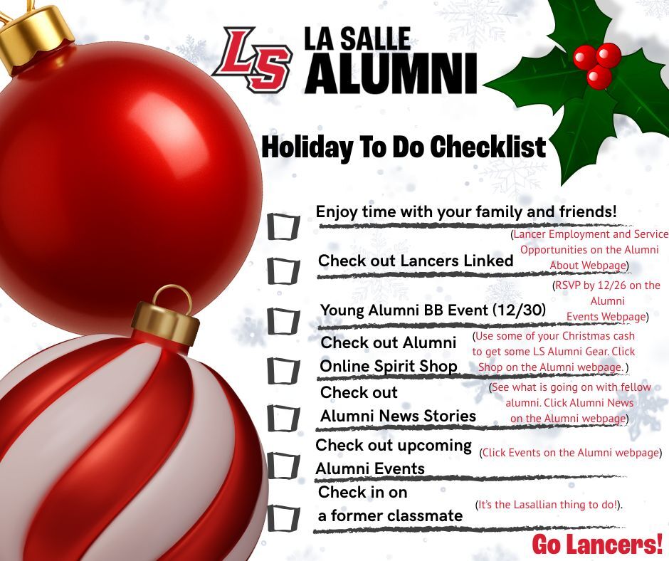 Lancer Alumni Holiday To-Do List